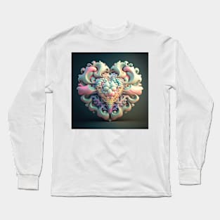 A Fractal Design in A Heart Motif Long Sleeve T-Shirt